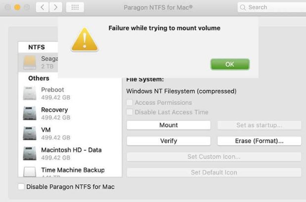 Fix Paragon NTFS for Mac Not Working